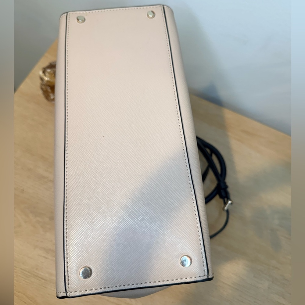 Kate Spade Colorblock Satchel Crossbody Black White Beige Gold - Picture 9 of 9